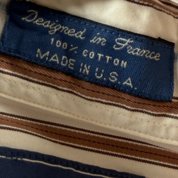 Faconnable Colorful Button-Down Cotton USA Striped XL Men Shirt Long Sleeve - Picture 12 of 16